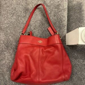 Red leather Coach Lexy bag